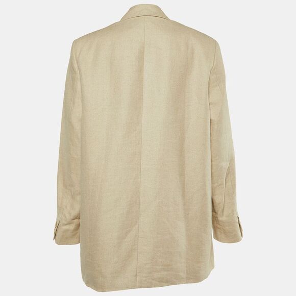Ganni Neutral Linen Button Front Oversized Jacket L - Picture 2 of 7
